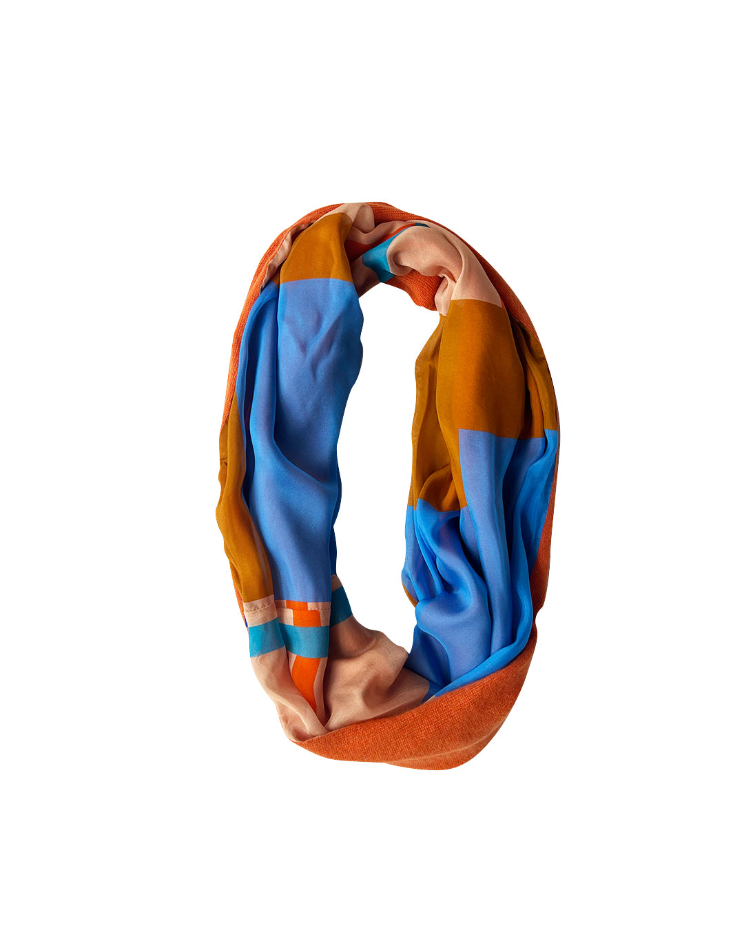 Orange Tan Peach Blue Plaid Infinity Scarf cukimber designs