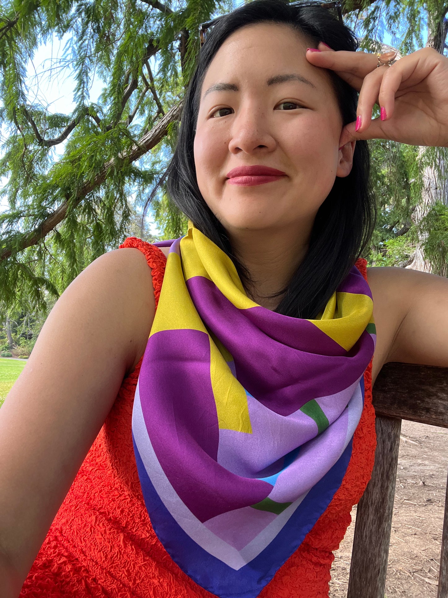 Purple Bloc Party Silk Twill Scarf - cukimber designs