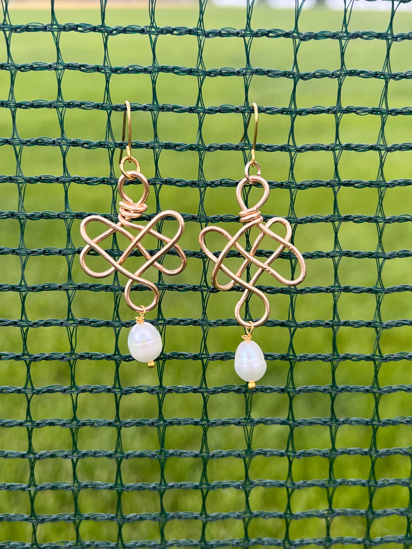 Infinity Knots - Freshwater Pearl Earrings