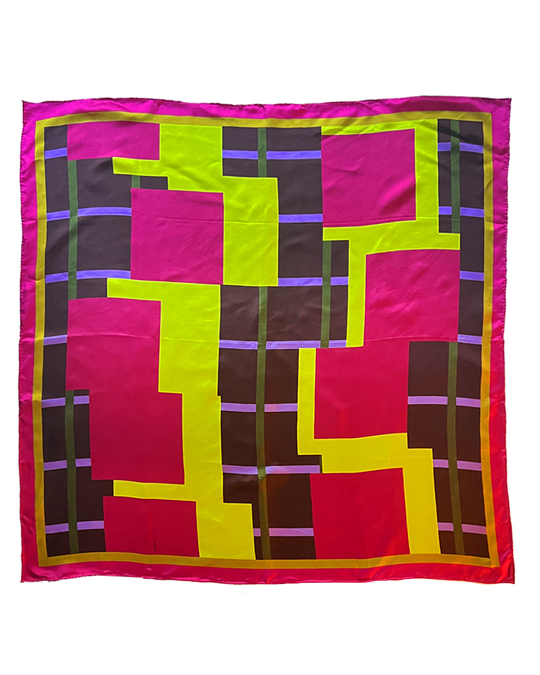 Fuschia Bloc Party Silk Twill Scarf - cukimber designs