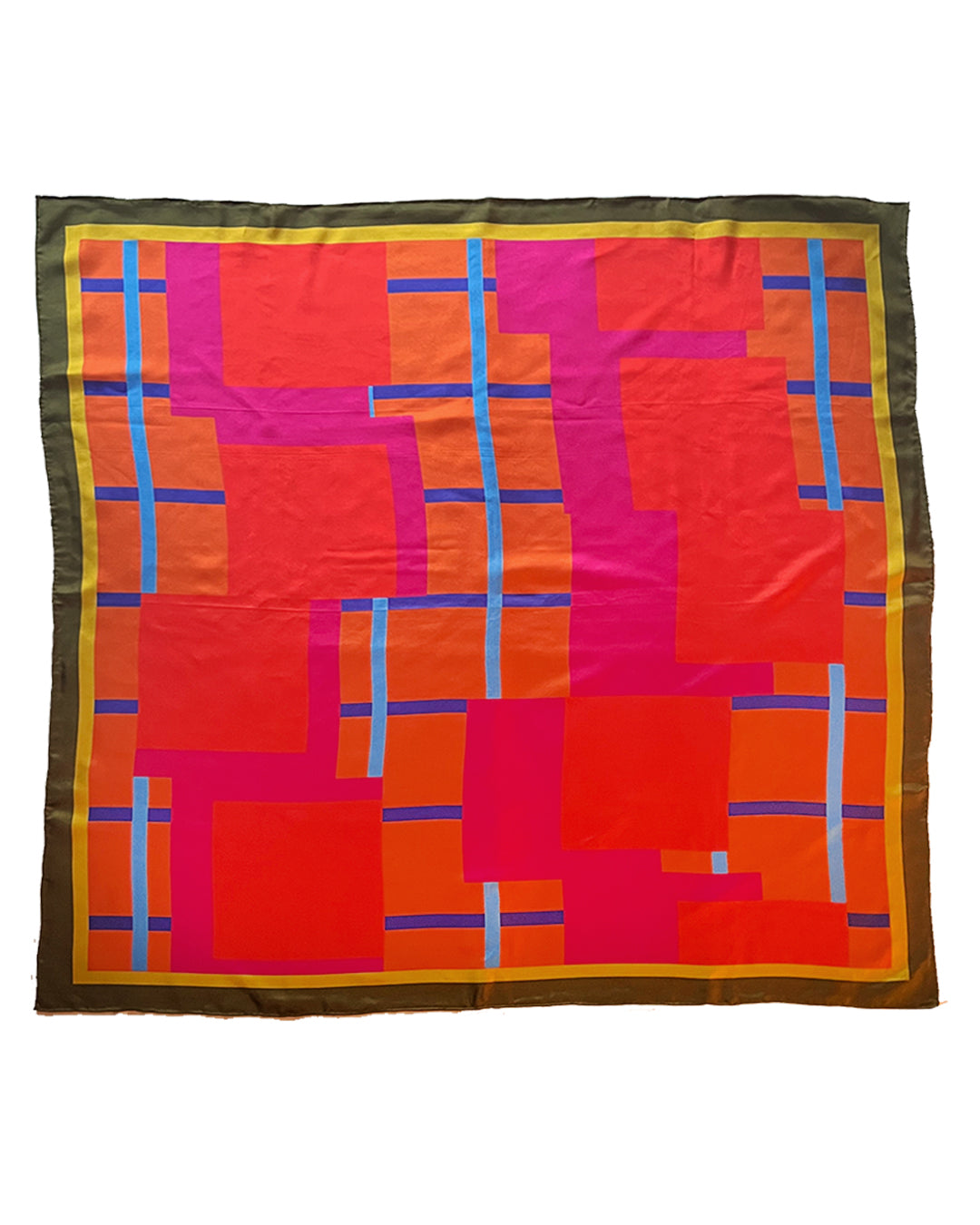 Orange Bloc Party Silk Twill Scarf - cukimber designs