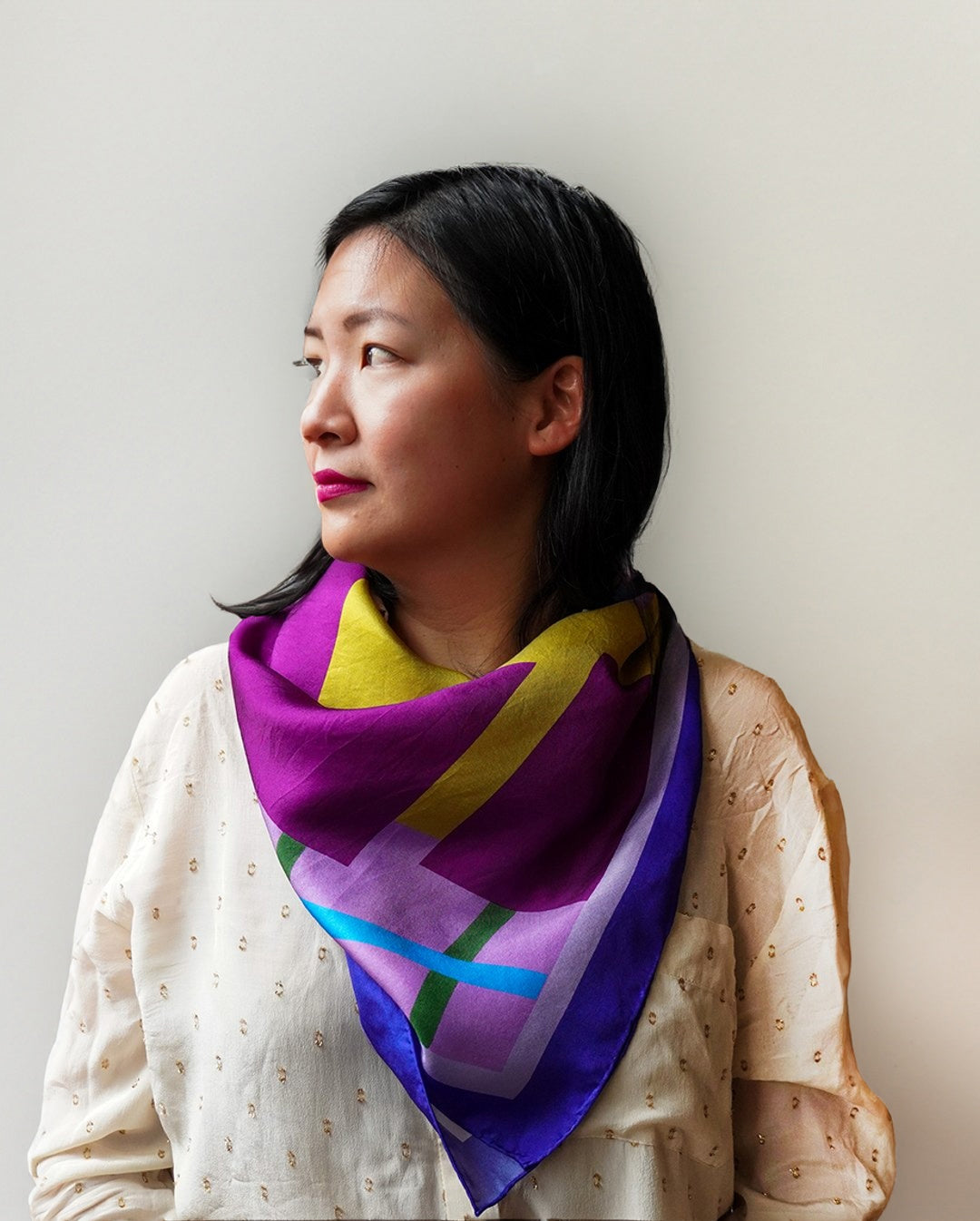 Purple Bloc Party Silk Twill Scarf - cukimber designs