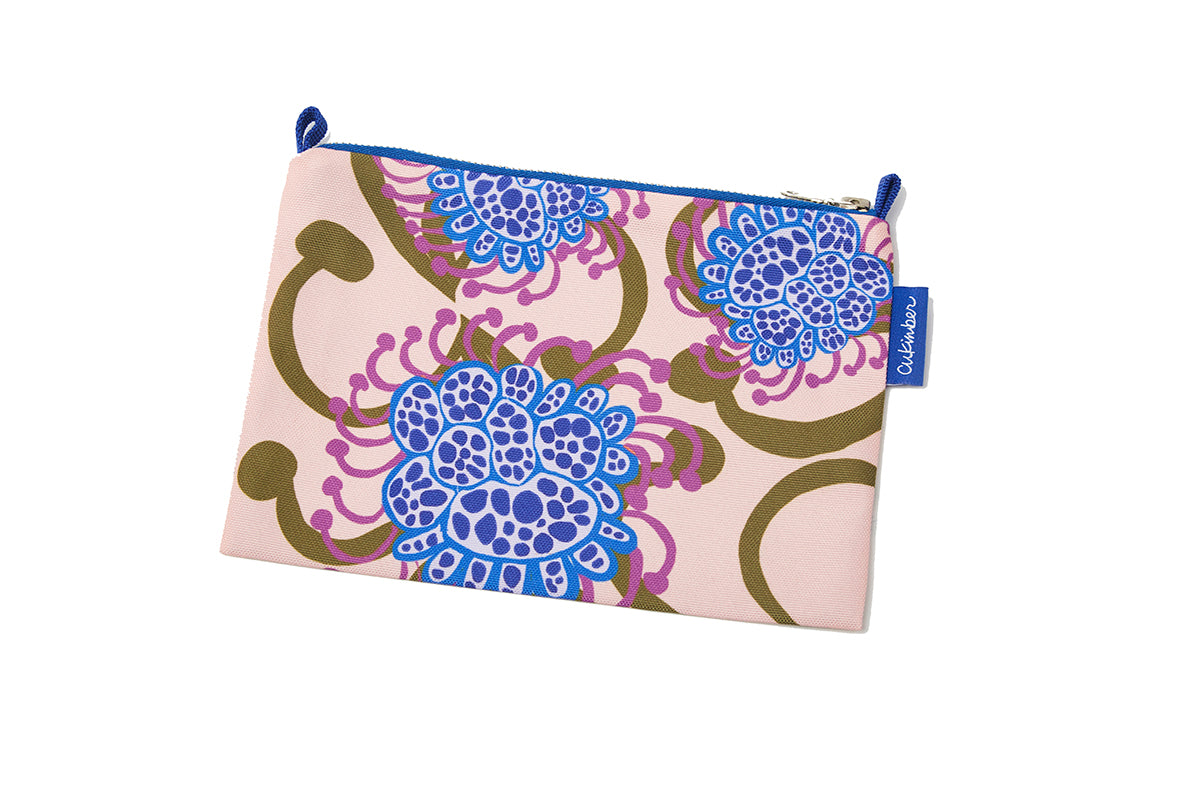 colorful makeup bag floral peach blue purple