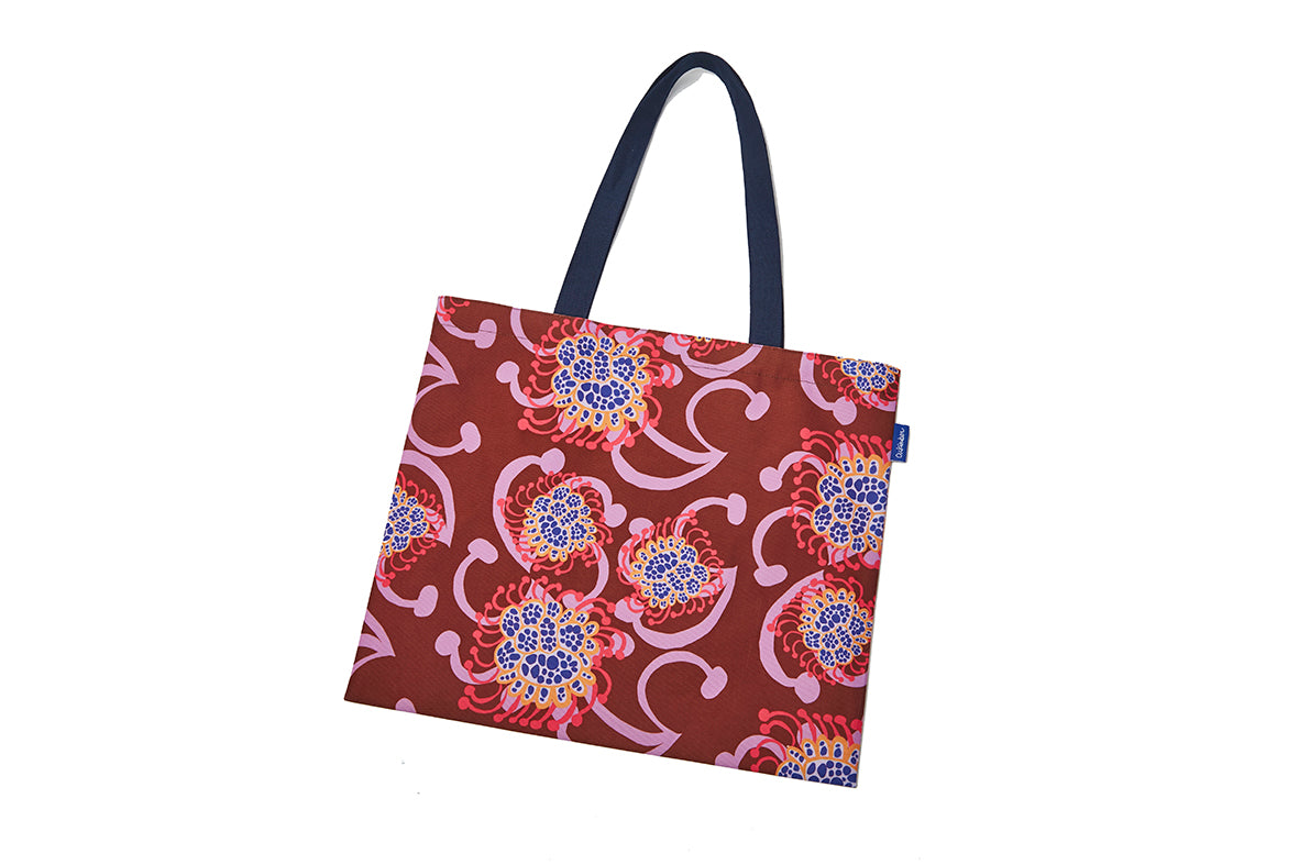 Maroon/Pink Alien Flowers Nylon Tote | cukimber designs