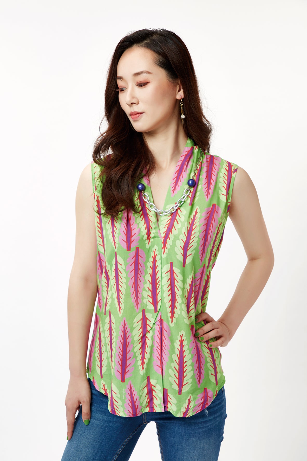 Green Chard Sleeveless Blouse