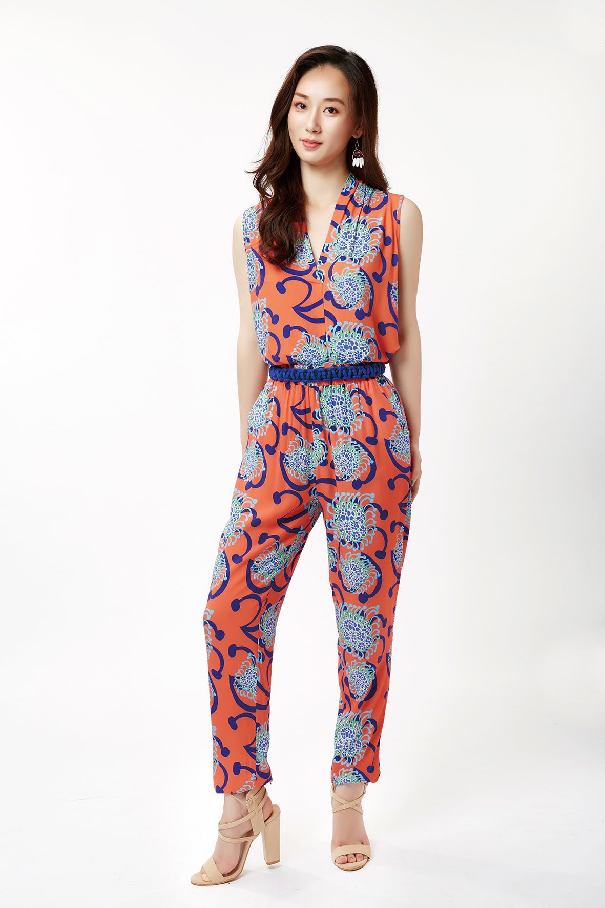 Coral / Blue Alien Flowers Pants | cukimber designs