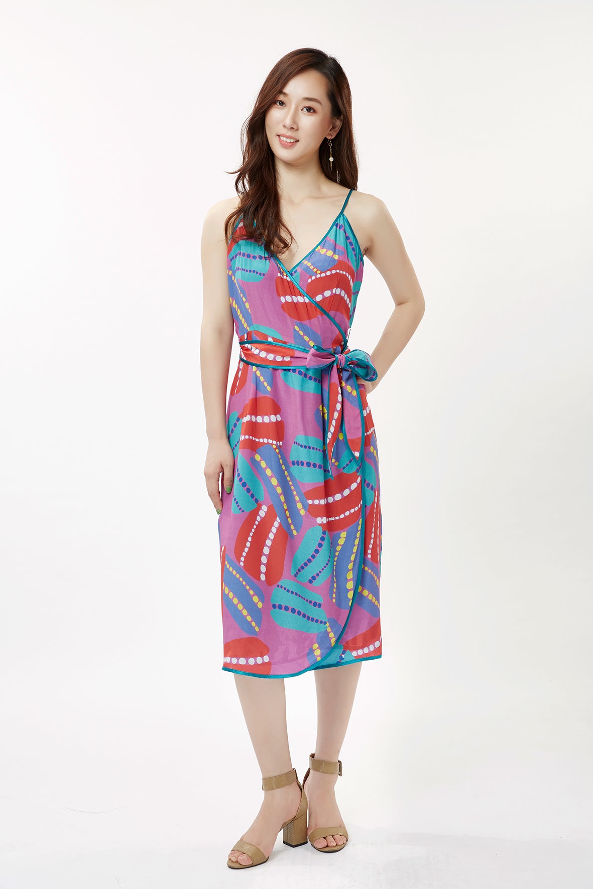 Pink Anemone Spaghetti Wrap Dress