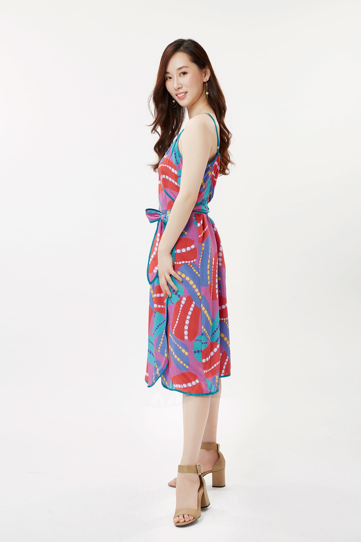 Pink Anemone Spaghetti Wrap Dress