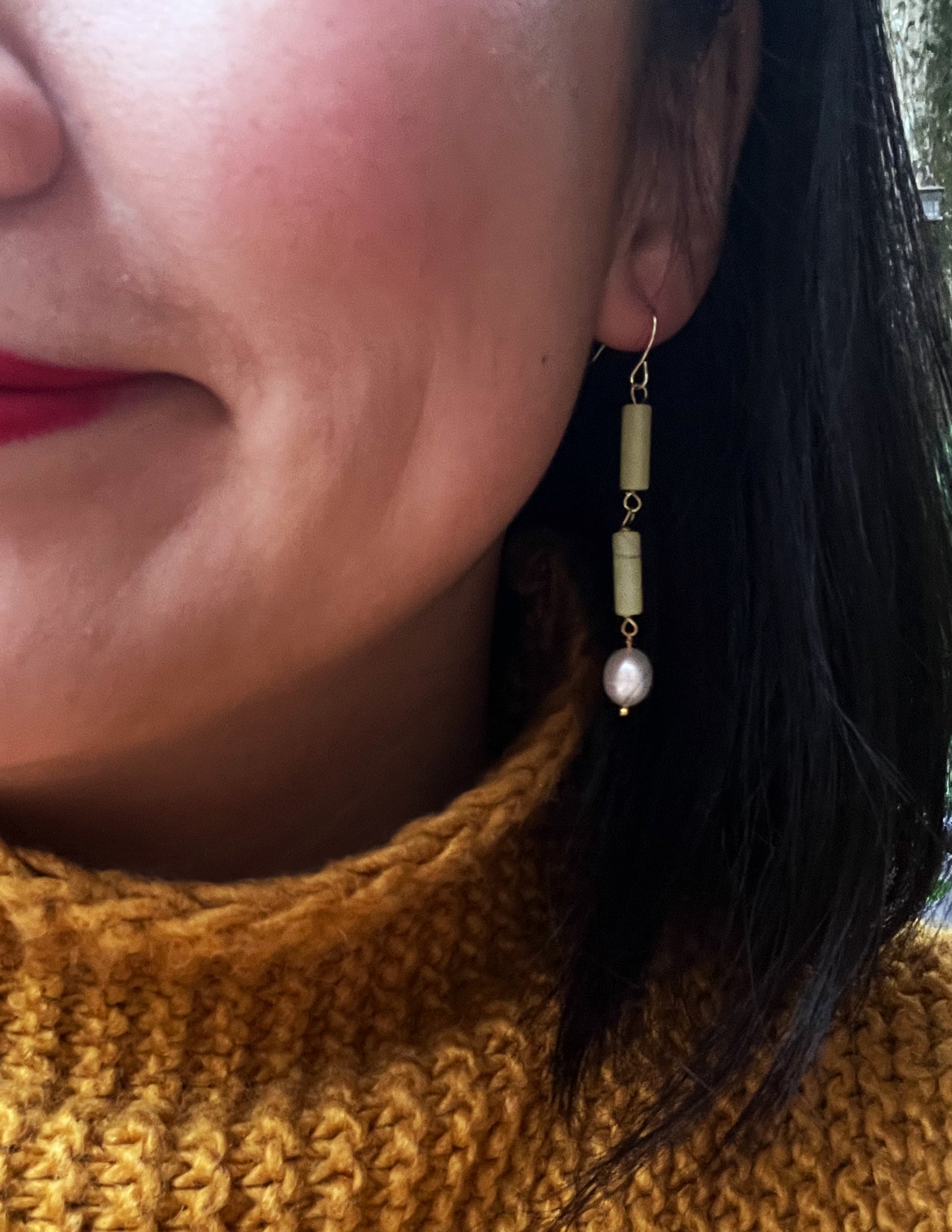 Semifine White Pearl Lemon Jade Earrings | cukimber designs