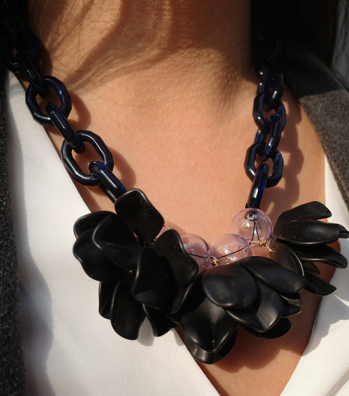 Baubles - Black Matte / Navy Flower Power Necklace | cukimber designs