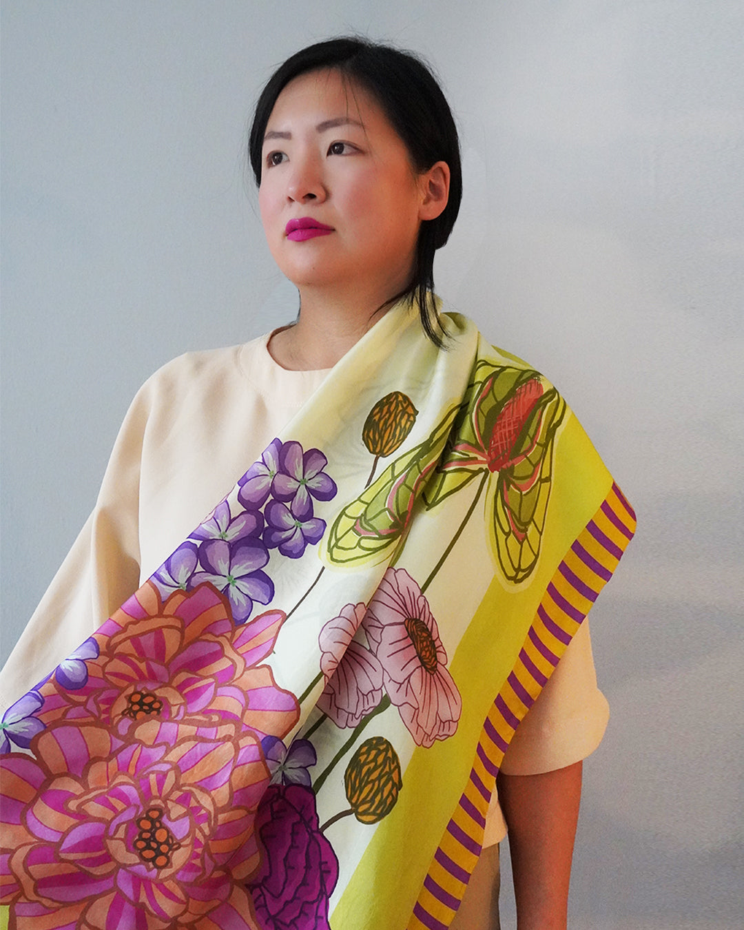 Chartreuse Laceleaf Silk Twill Scarf - cukimber designs