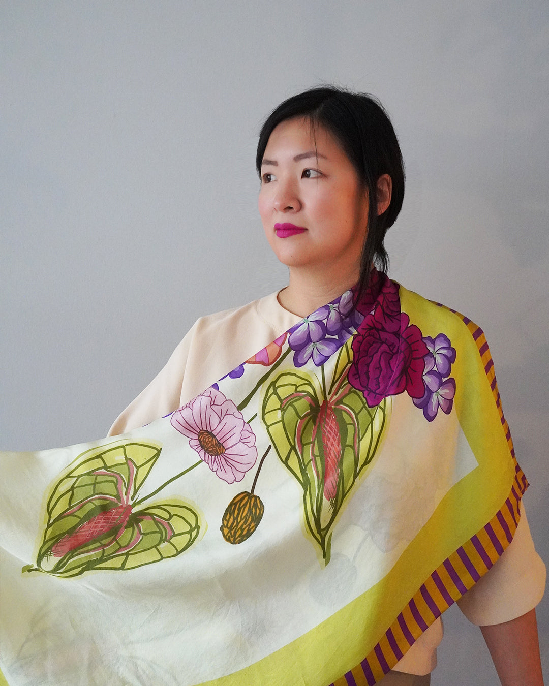 Chartreuse Laceleaf Silk Twill Scarf - cukimber designs