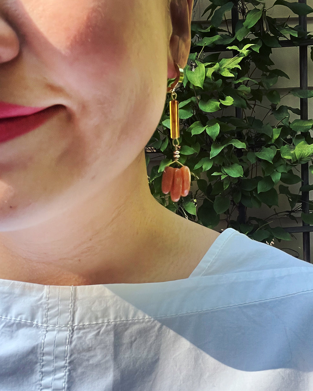 Semifine Huggies - Triple Red Aventurine Earrings | cukimber designs