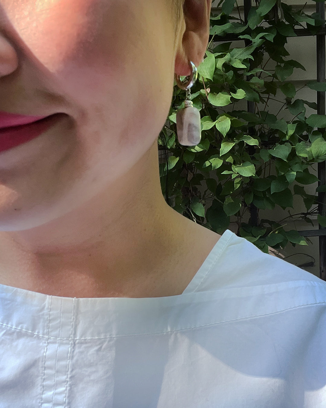 Semifine Huggies - Gray Agate Earrings | cukimber designs