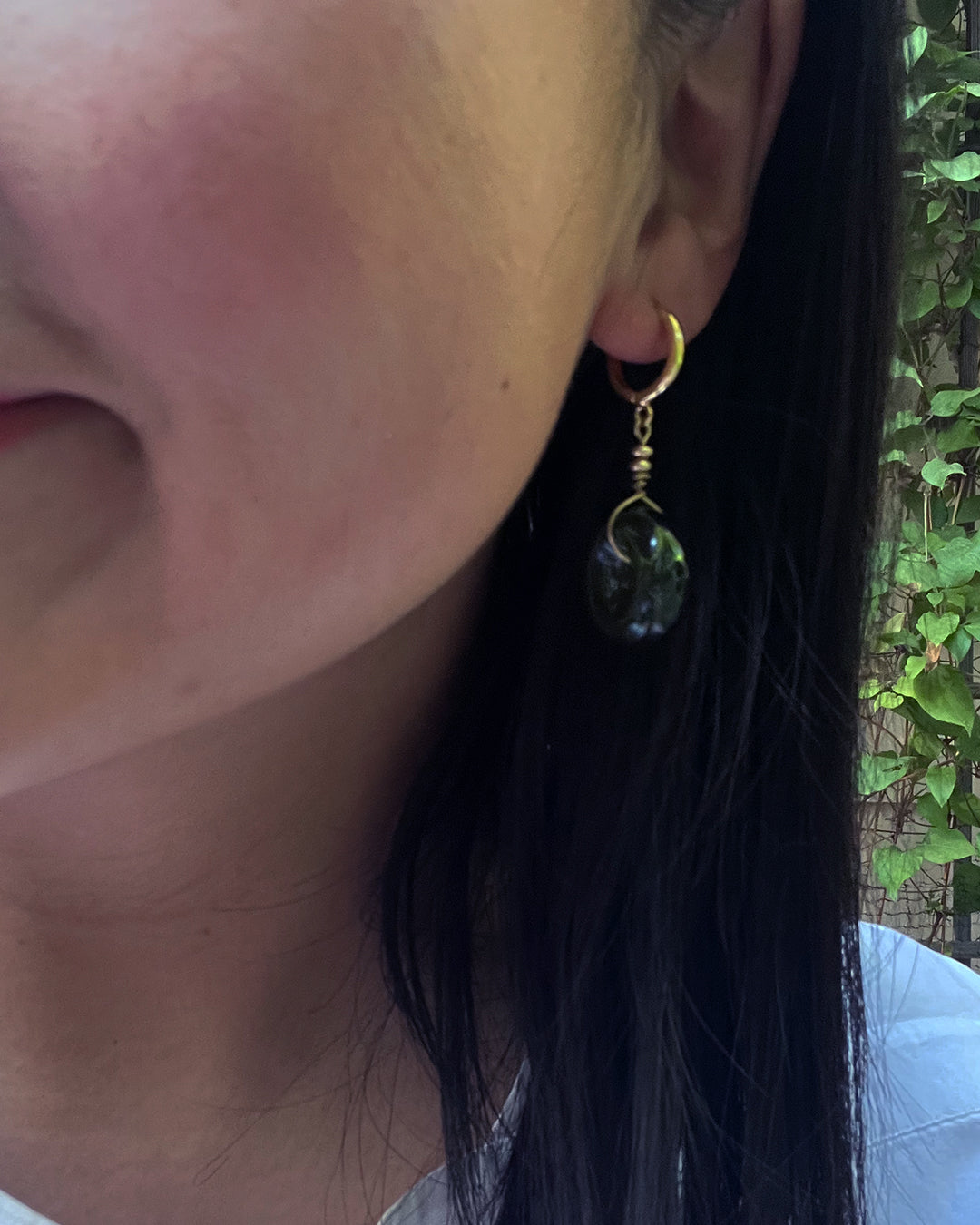 Semifine Huggies - Green Glass Donut Earrings | cukimber designs