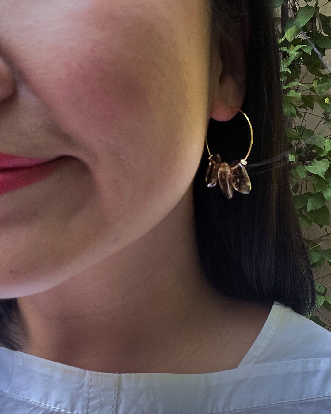 Semifine - Gray Moonstone Hoop Earrings | cukimber designs