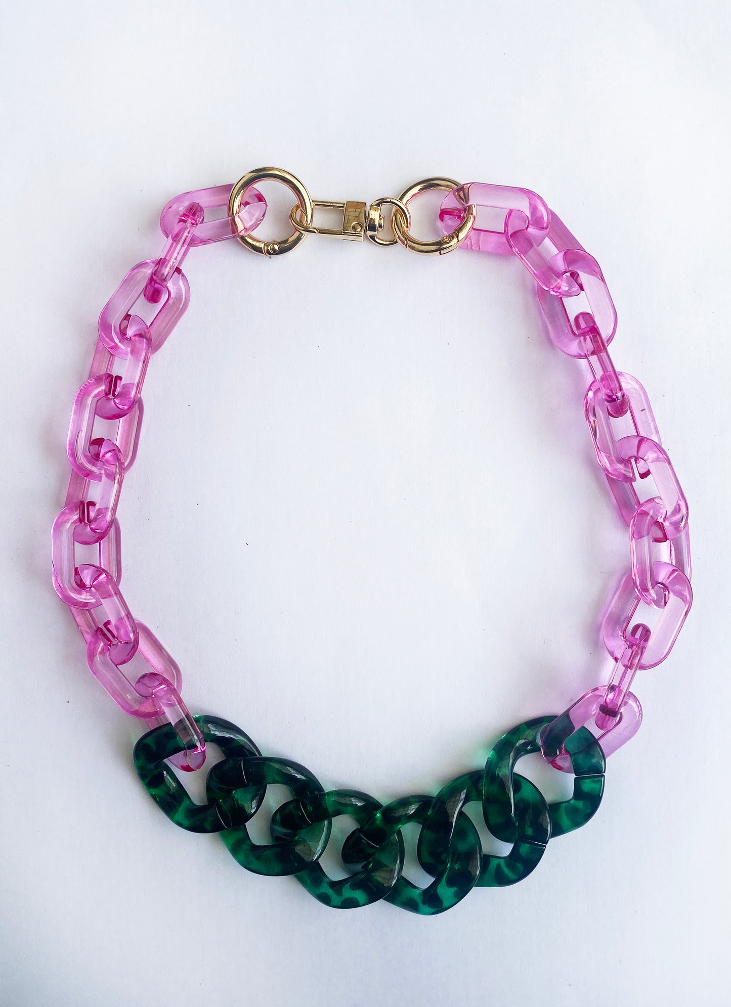 Infinite Colors Elaine Necklace - Fuschia Pink Green Tortoise