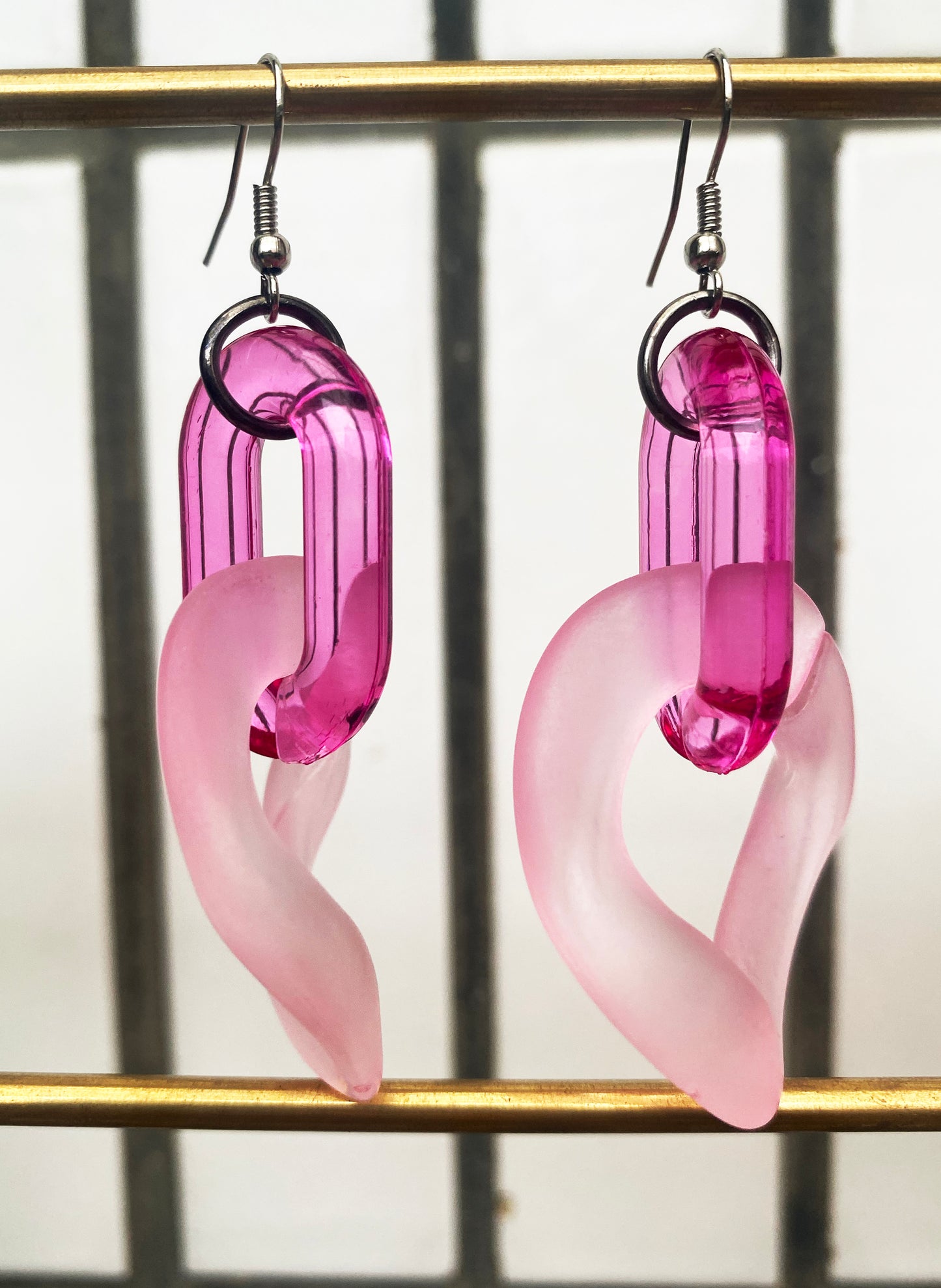 Infinite Colors Light Pink Fuschia Chain Earrings