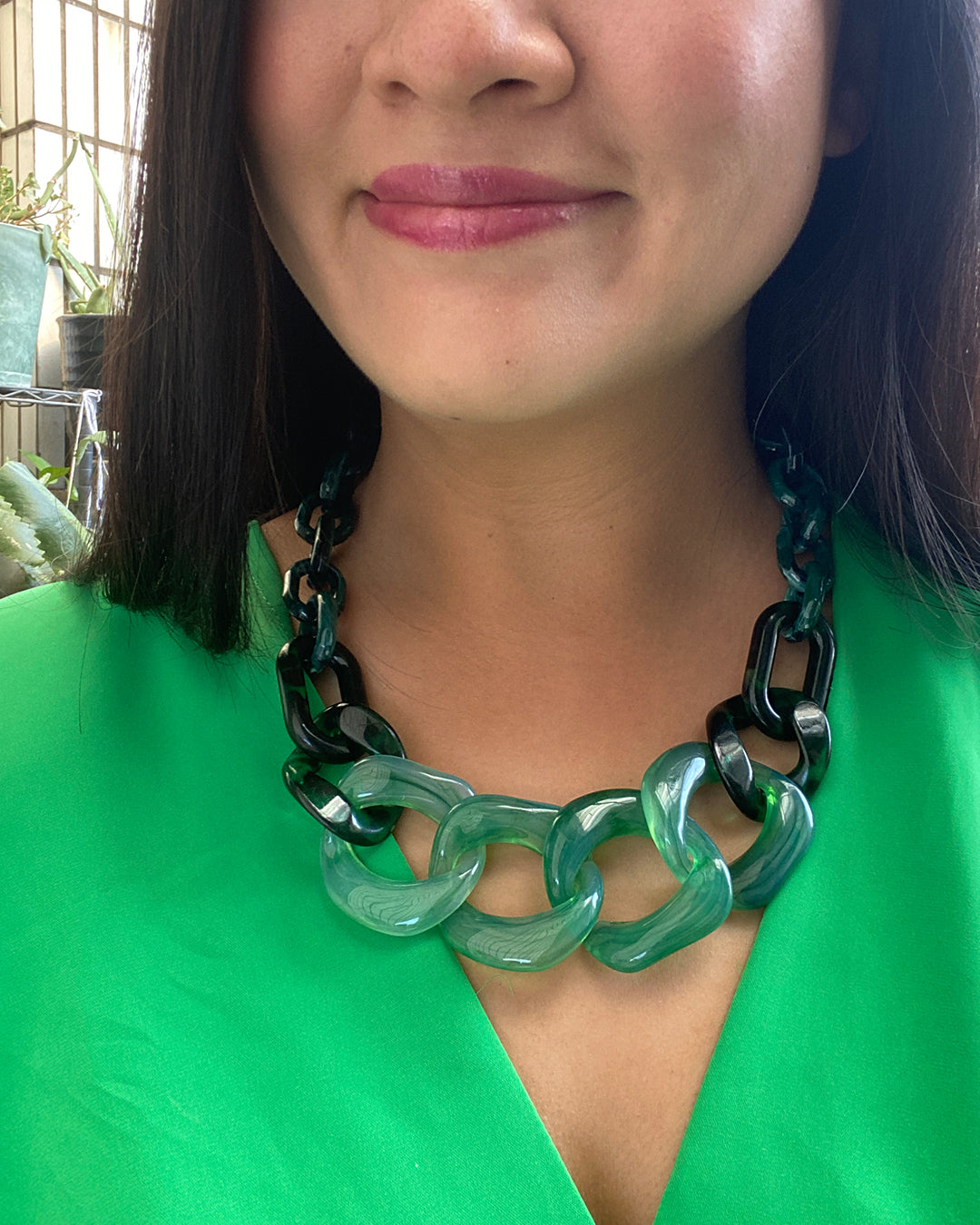 Infinite Colors Rosie Necklace - Jade Green Large Links