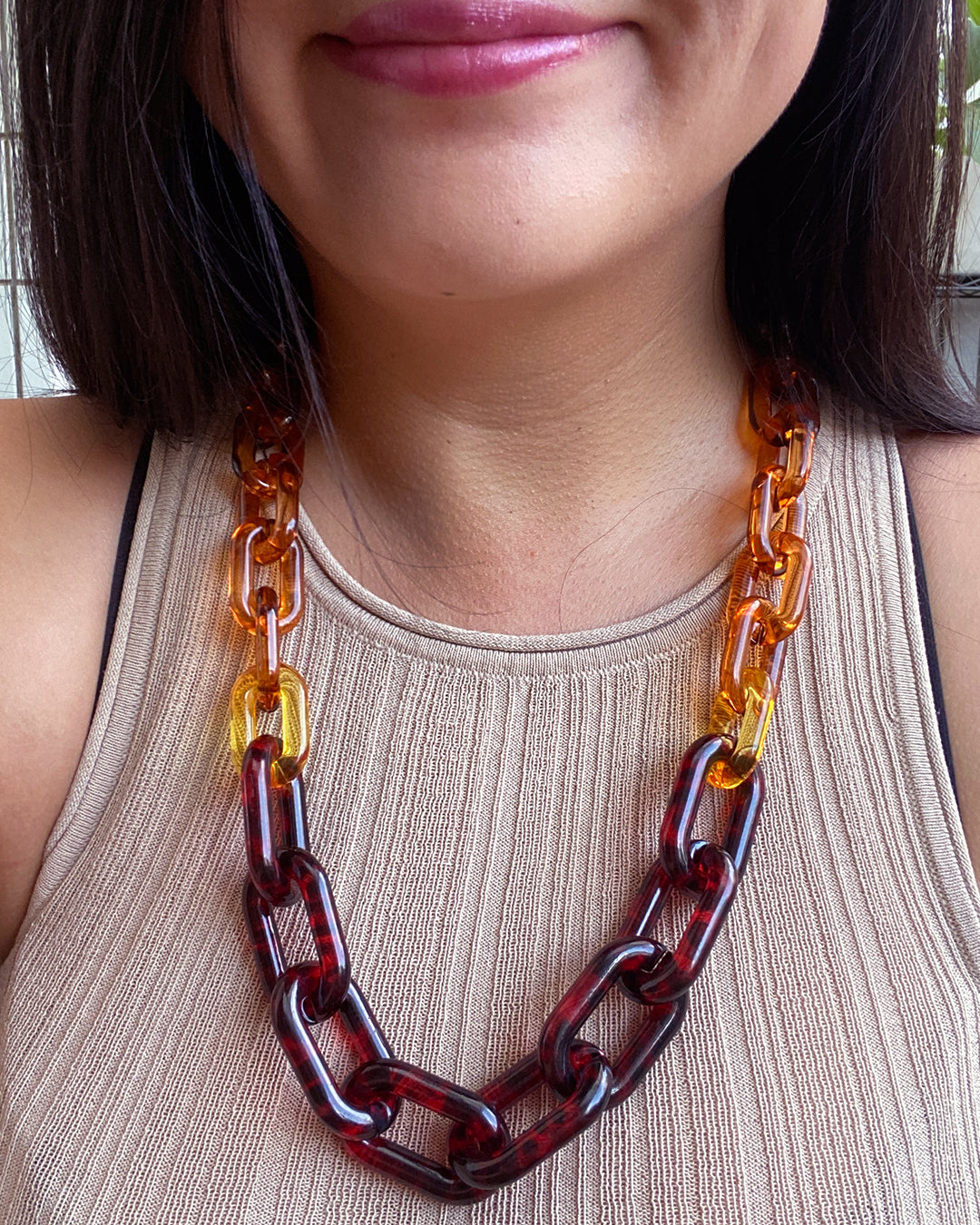 Infinite Colors Itee 4 Necklace - Tortoise Shell Hues of Brown