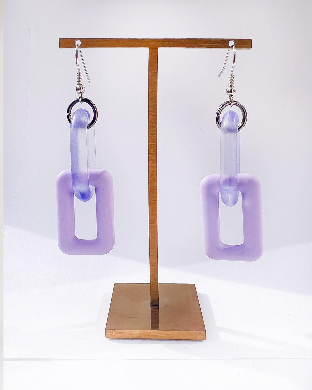 Infinite Colors Translucent Matte Purple Chain Earrings