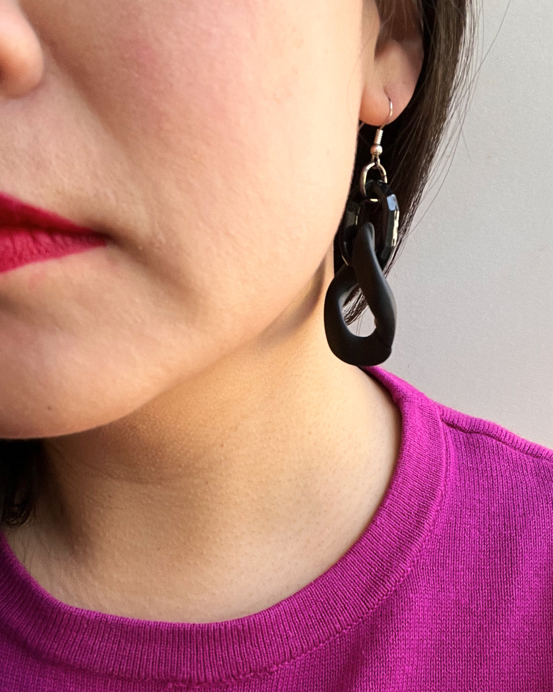 Infinite Colors Matte Black Chain Earrings