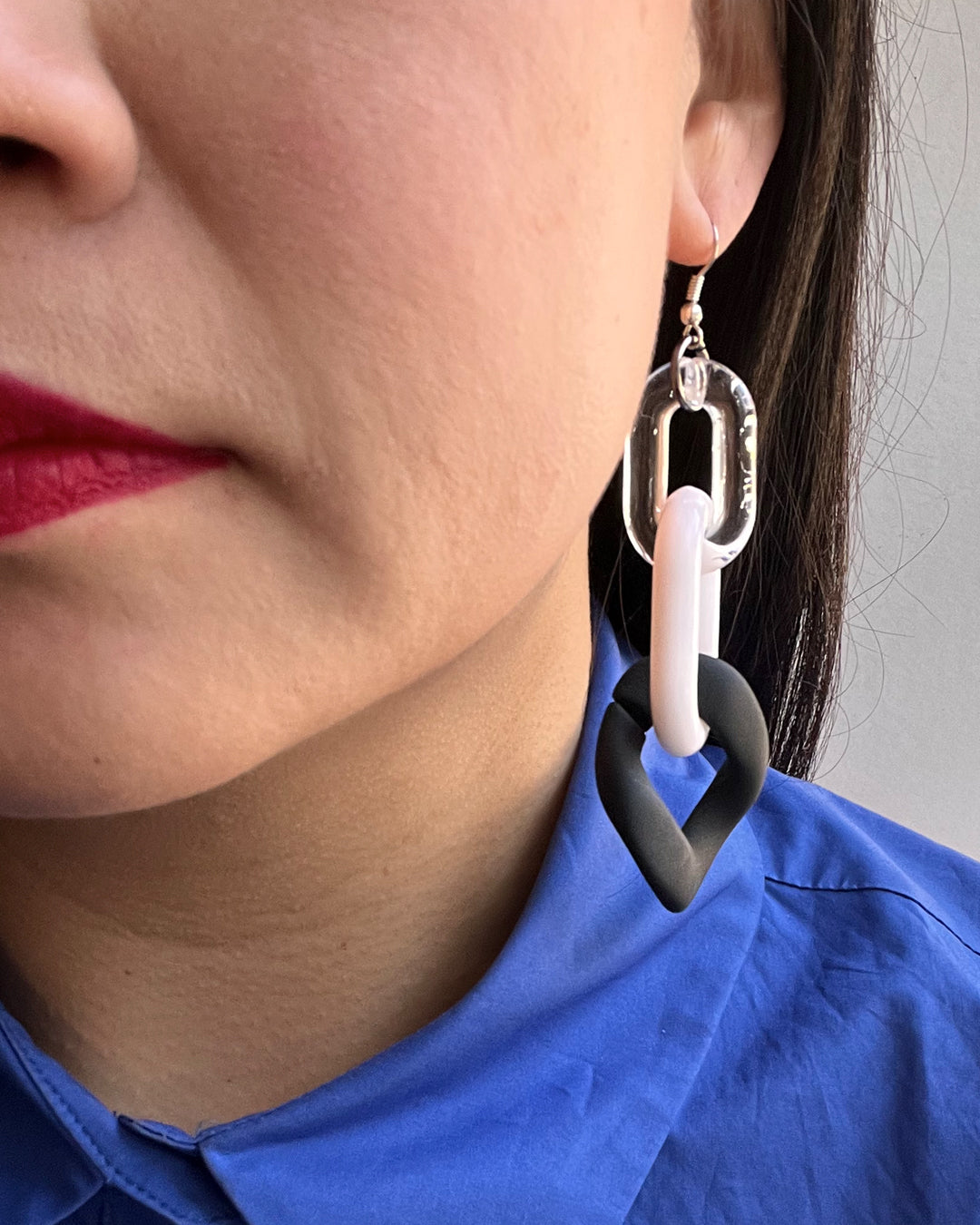 Infinite Colors Black White Triple Chain Earrings | cukimber designs