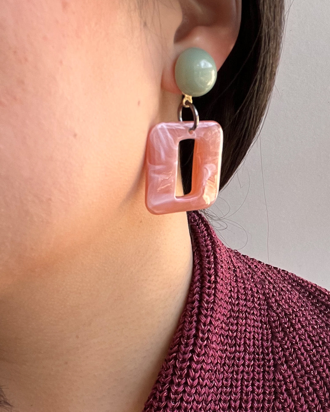 The Neutrals - Dusty Pink Jade Earrings