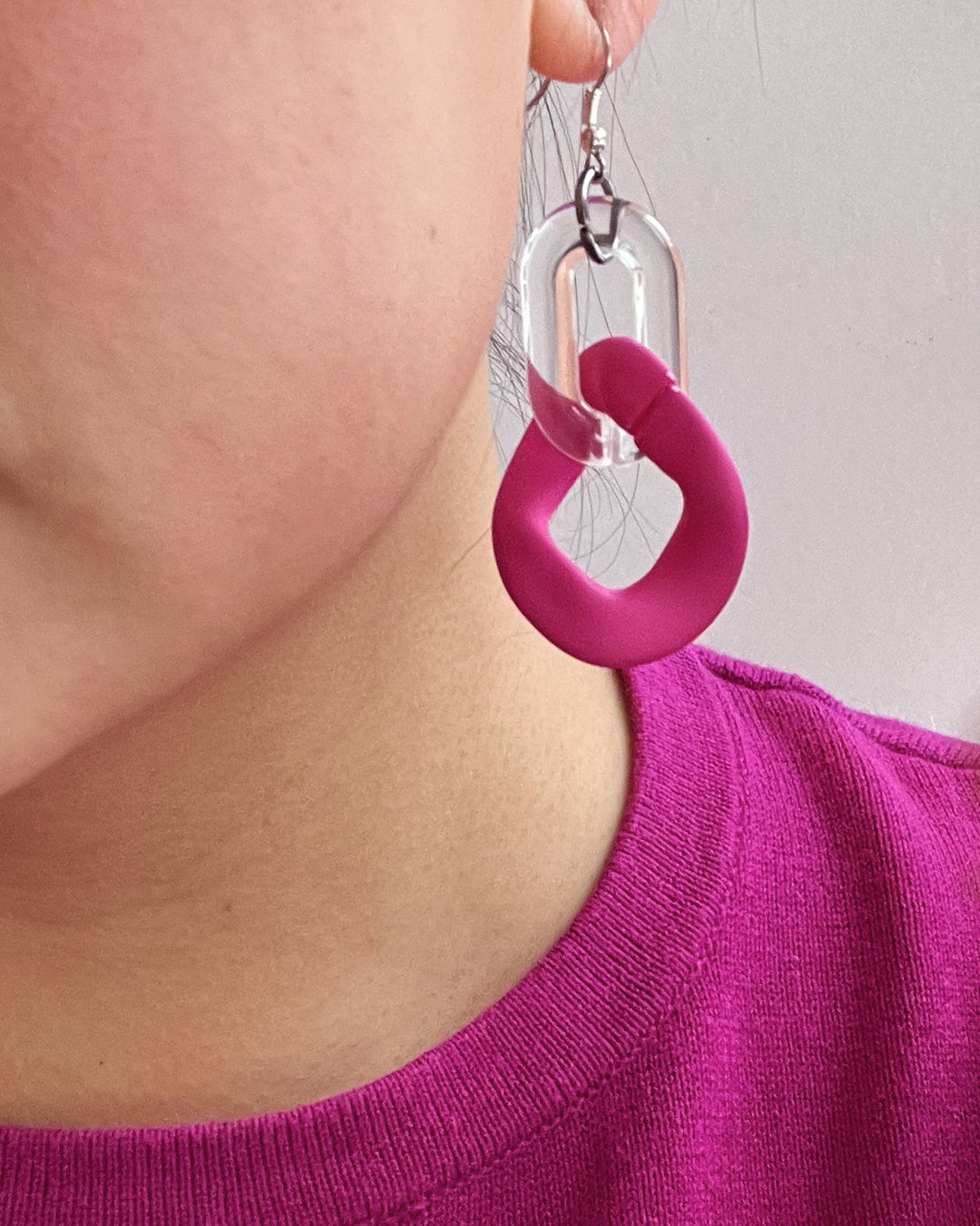 Infinite Colors Matte Pink Chain Earrings