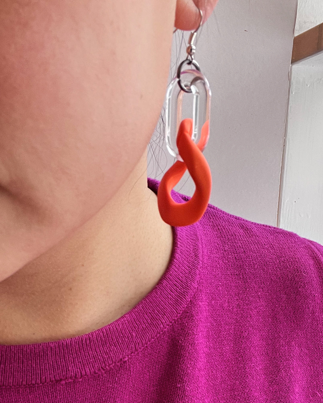 Infinite Colors Matte Orange Chain Earrings