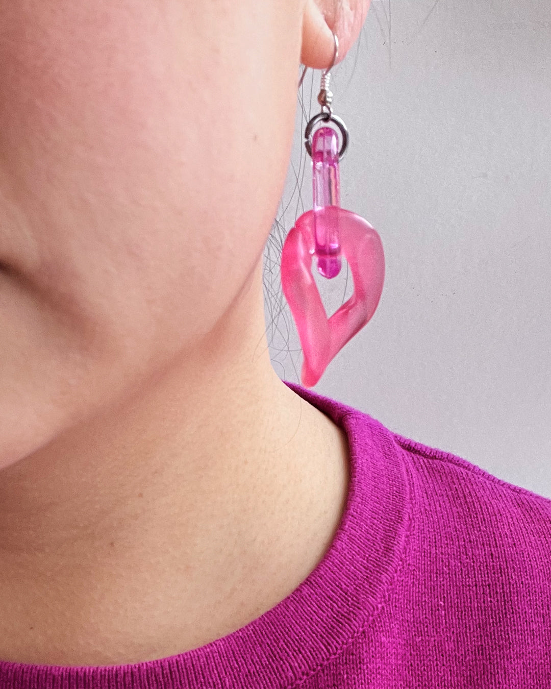 Infinite Colors Magenta Pink Chain Earrings