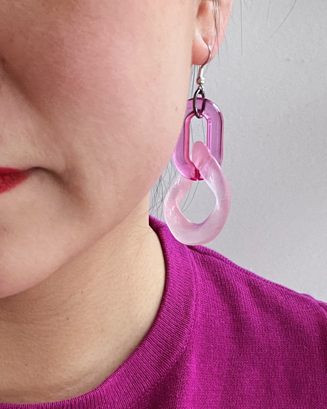 Infinite Colors Light Pink Fuschia Chain Earrings