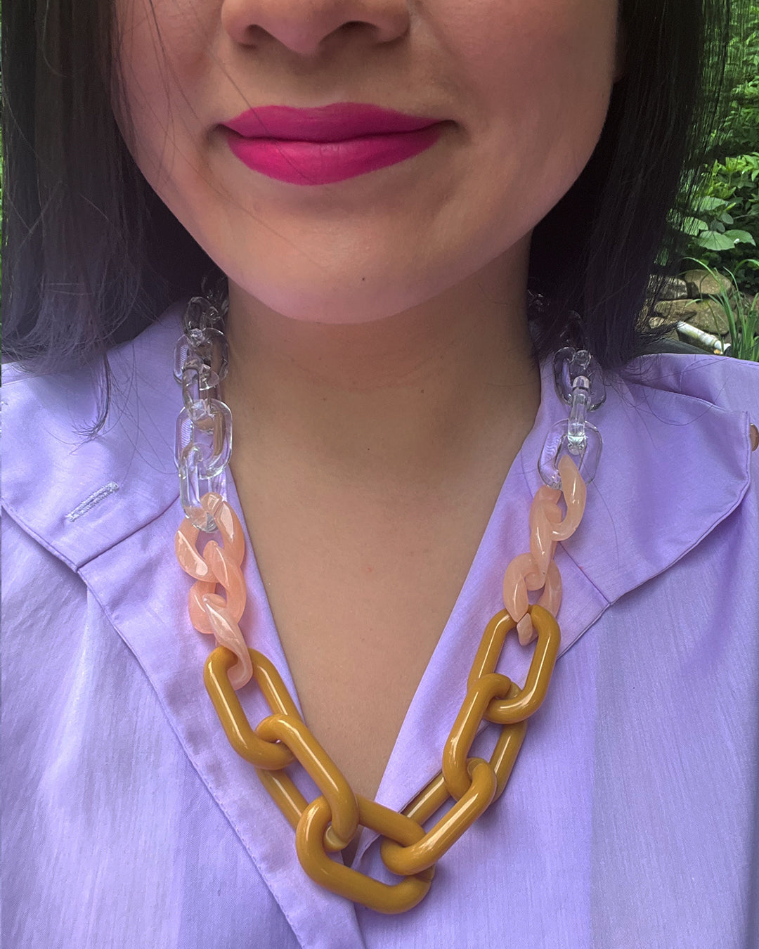 Infinite Colors Cami Necklace - Mustard Yellow Pink Clear | cukimber designs