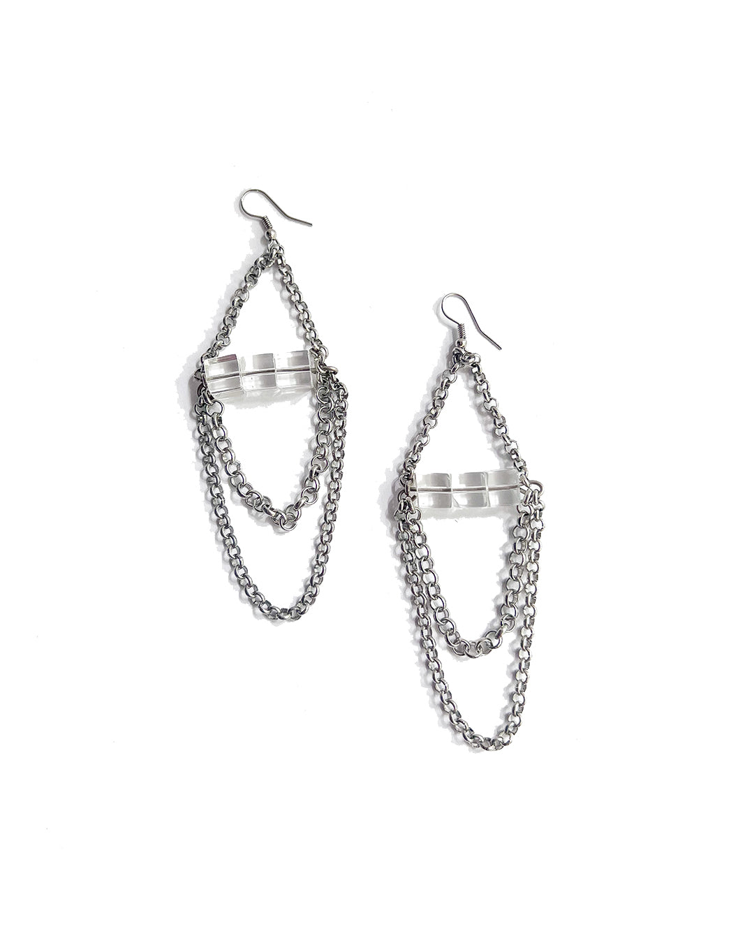 Clear Quartz Chain Earrings | cukimber designs