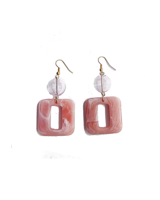 The Neutrals - Pink Glass & Resin Earrings