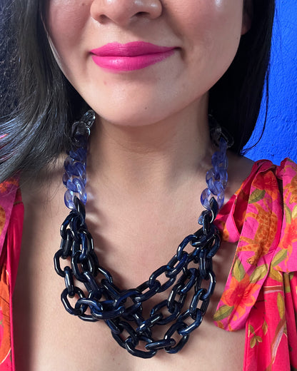 Infinite Colors Tracy 3 Necklace - Clear Blue Navy