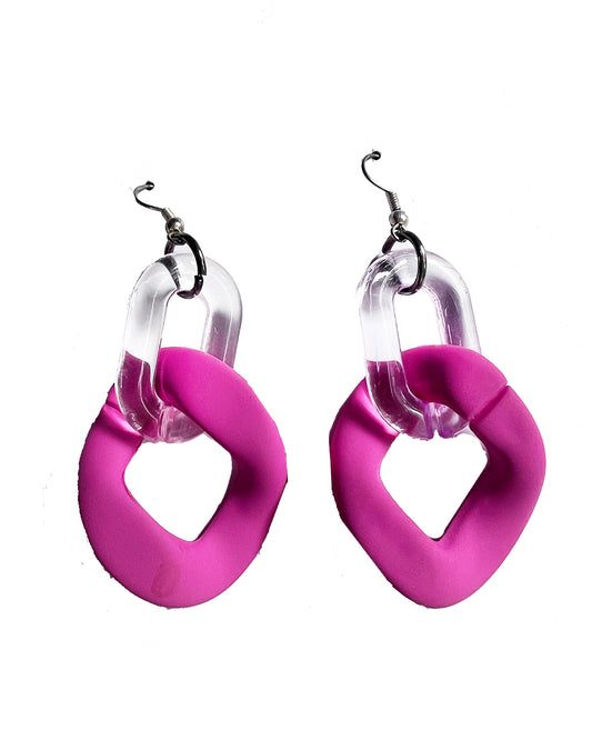 Infinite Colors Matte Pink Chain Earrings