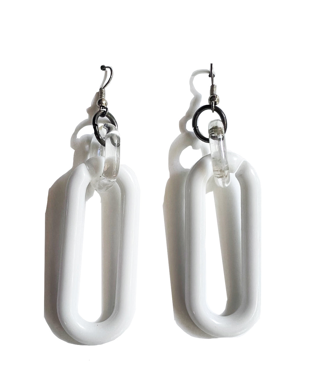 Infinite Colors White Oval Chain Earrings