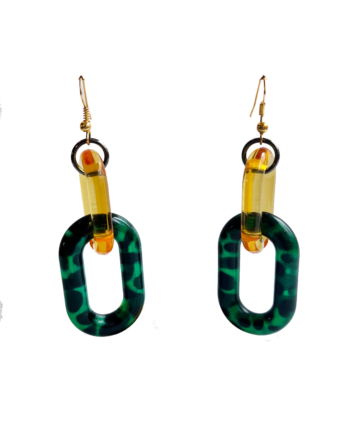 Infinite Colors Yellow Green Tortoise Chain Earrings