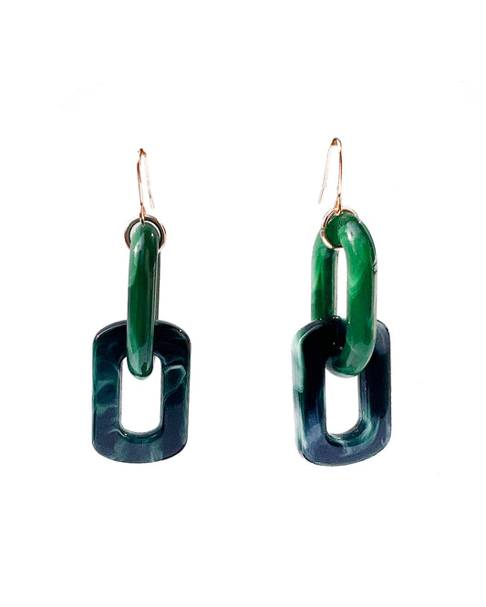 Infinite Colors Jade Rectangle 2 Chain Earrings