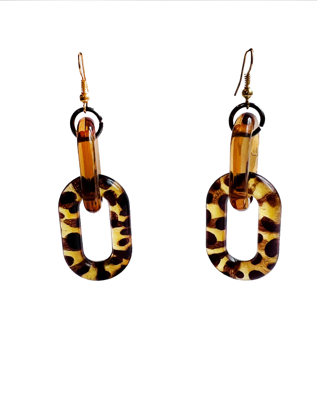 Infinite Colors Brown Tortoise Oval Chain Earrings | cukimber designs