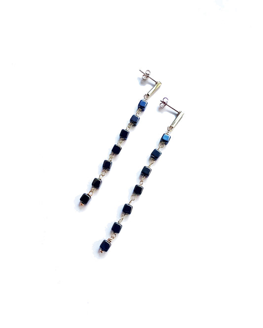 Semifine Mini Hematite Dangle Earrings | cukimber designs