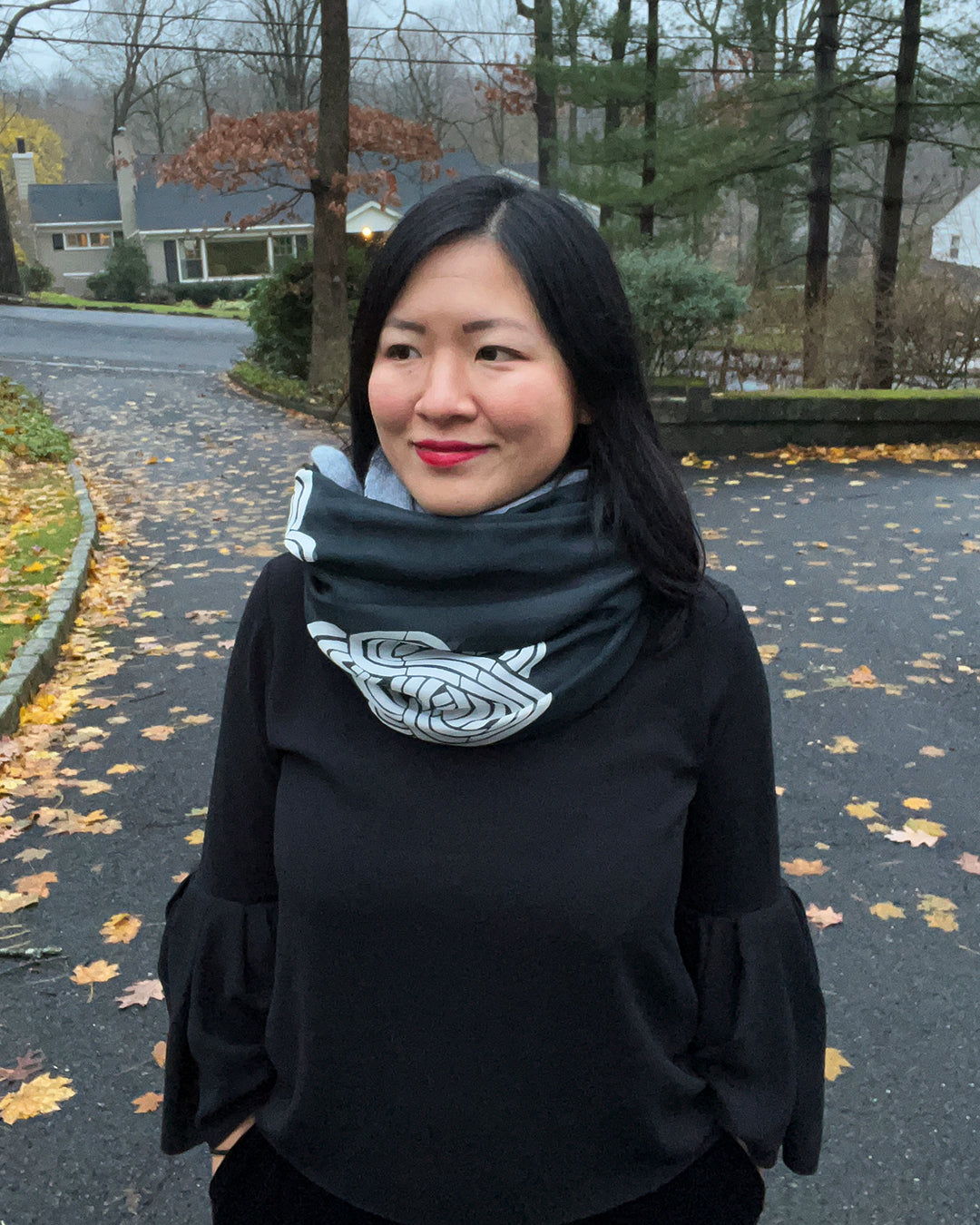 Heather Gray Knots Infinity Cashmere Silk Chiffon Scarf | cukimber designs