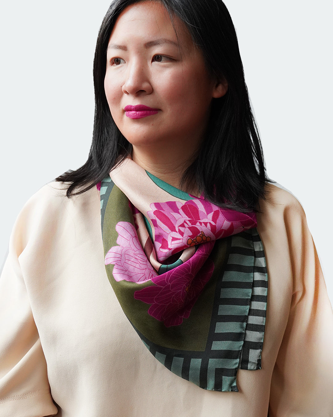 Pink Peony Silk Twill Scarf - cukimber designs