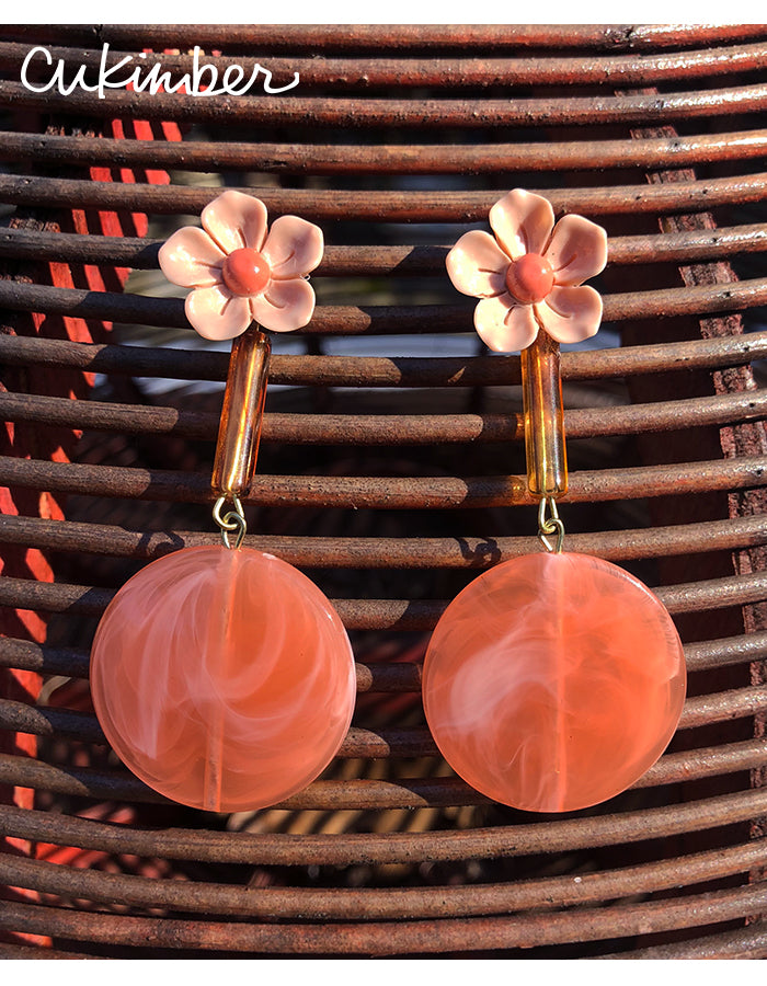 The Neutrals - Daisy Orange Drop Earrings  | cukimber designs