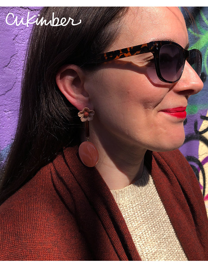 The Neutrals - Daisy Orange Drop Earrings  | cukimber designs