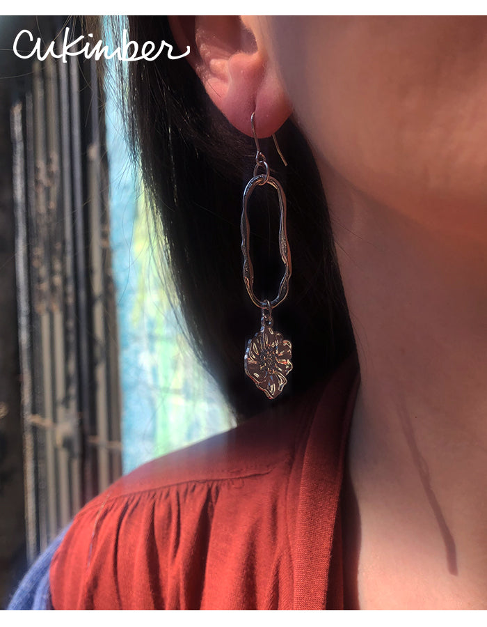 Silver Bloom Drop Earrings