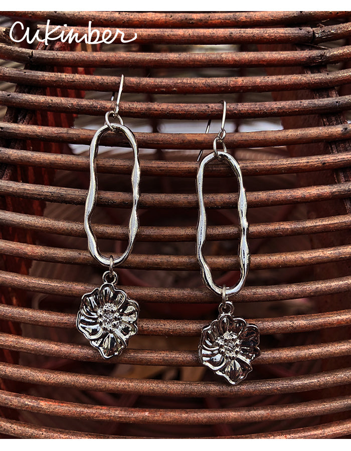 Silver Bloom Drop Earrings