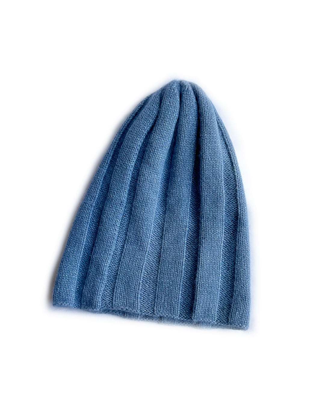 Cornflower Blue Sparkle Ribbed Cashmere Beanie | cukimber designs