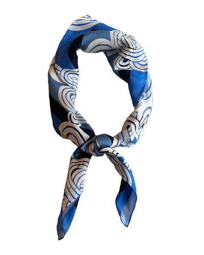 Blue Infinity Knots Silk Twill Scarf - cukimber designs